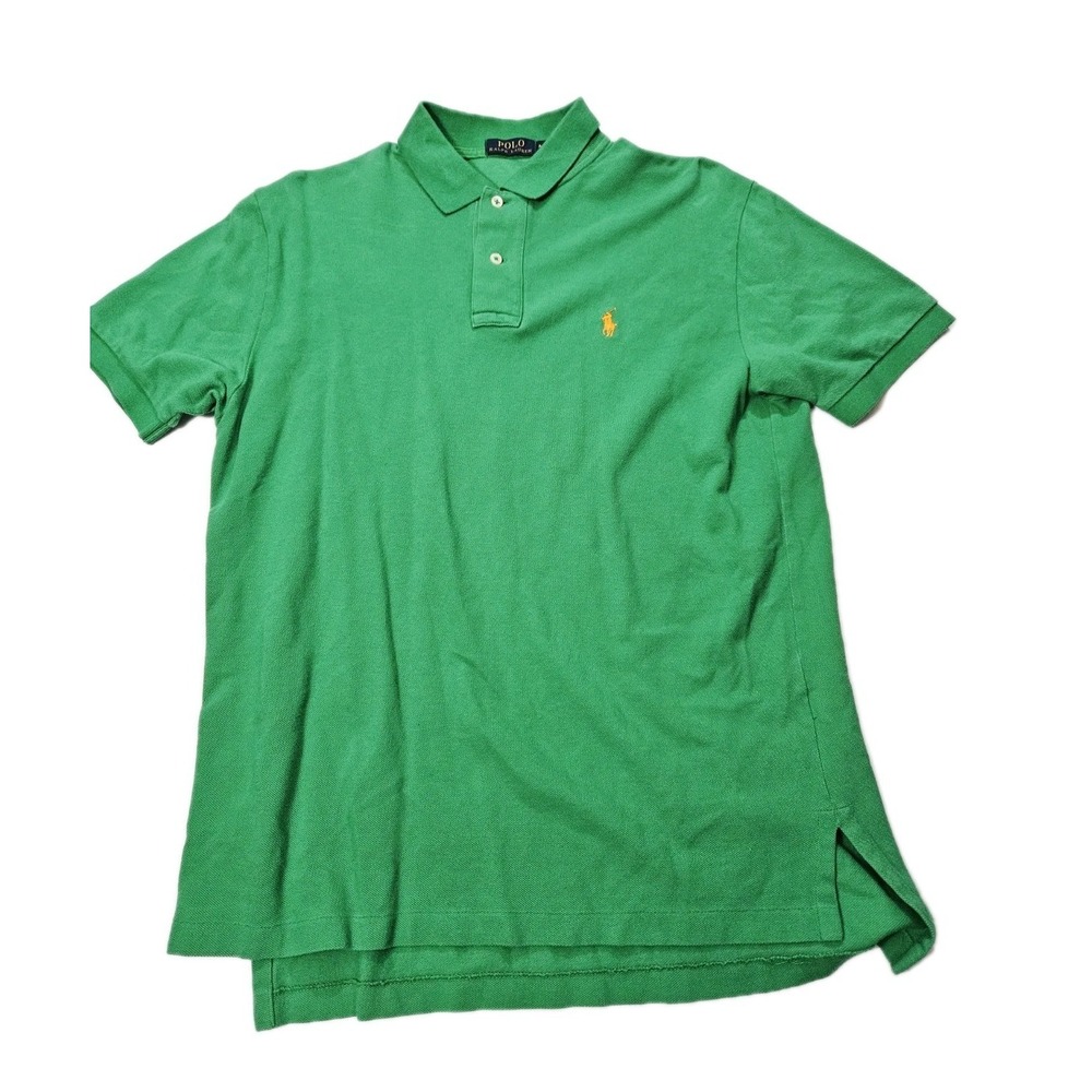RALPH LAUREN Polo Shirt Men's M Green Short Sleeve Collared Cotton Soft Knit
